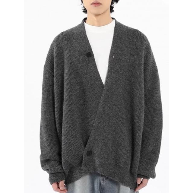 Myanderthal-V-Neck Plain Wrap Cardigan