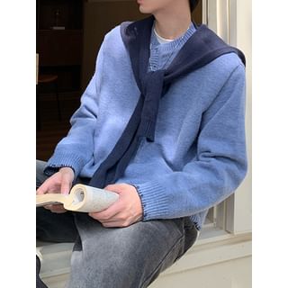 Naideth-Henley Neck Mock Two Piece Sweater