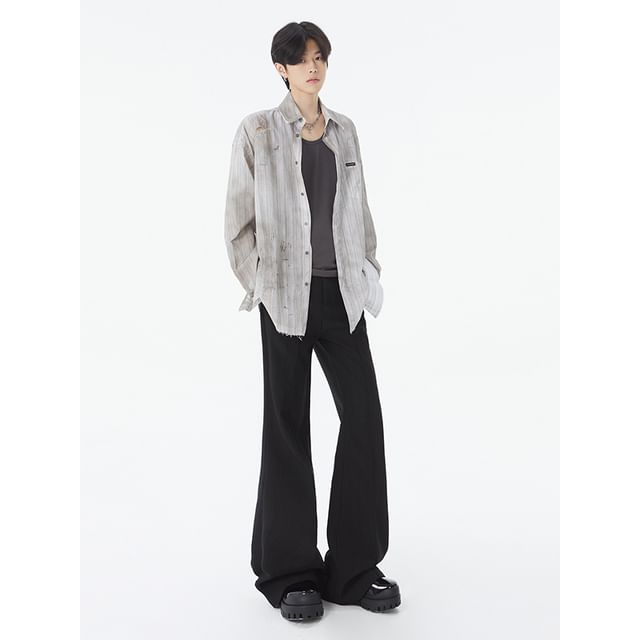 Naideth-High Waist Plain Flared Pants