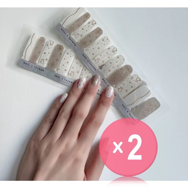 NAIL n THINGS-ND09 Moonlight Robbit Self-Adhesive Design Nail Polish Wraps 2pcs Bundle Set