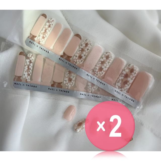 NAIL n THINGS-ND20 Orange Bloom Cascade Self-Adhesive Design Nail Polish Wraps 2pcs Bundle Set