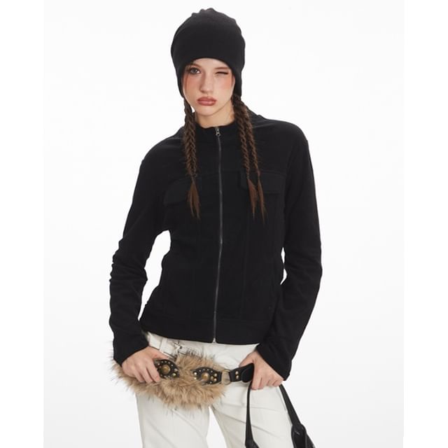 Nariele-Chest Pocket Zip-Up Jacket