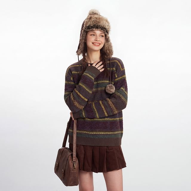 Nariele-Crewneck Striped Sweater