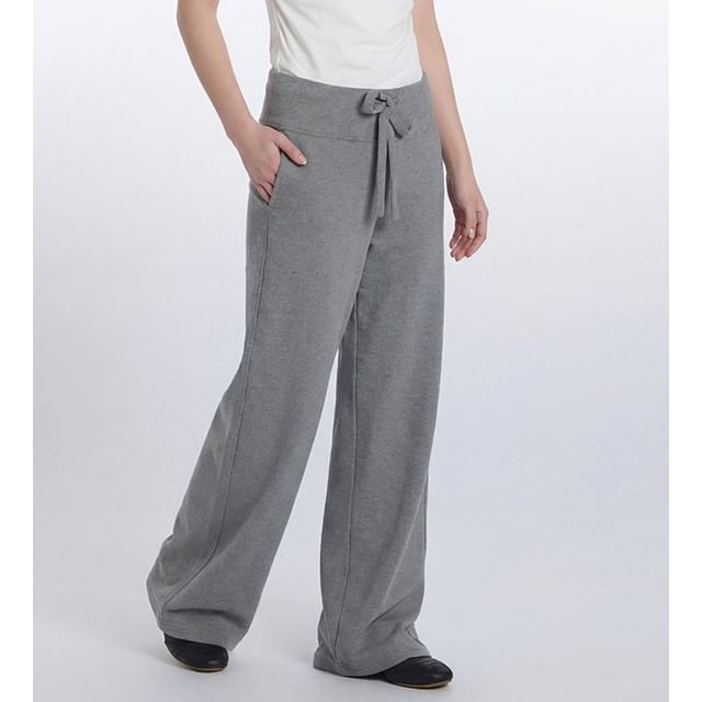 Nariele-Drawstring Waist Plain Wide Leg Sweatpants
