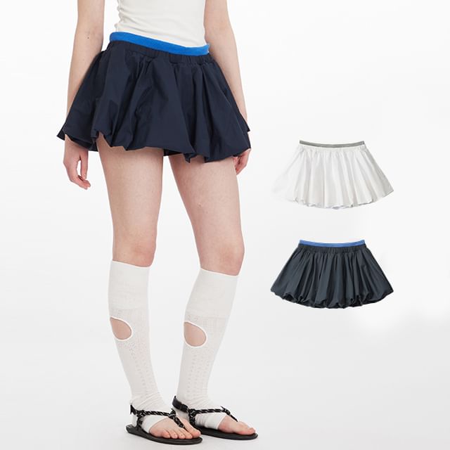 Nariele-High Rise Plain Mini A-Line Skirt