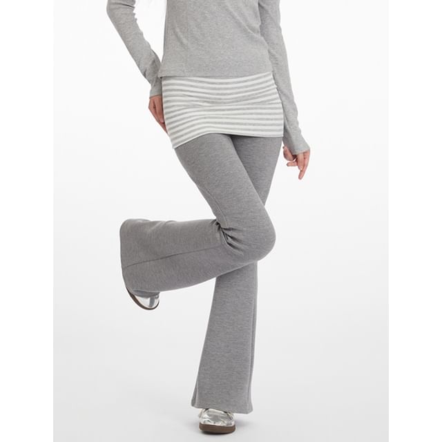 Nariele-High Waist Striped Panel Flared Sweatpants Various Designs