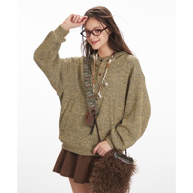 Nariele-Hooded Melange Oversized Sweater