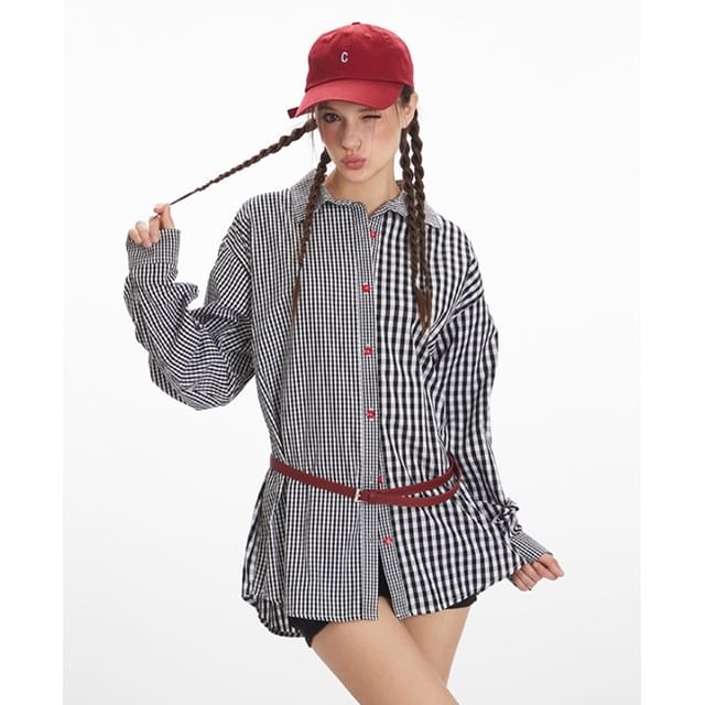 Nariele-Long-Sleeve Plaid Shirt
