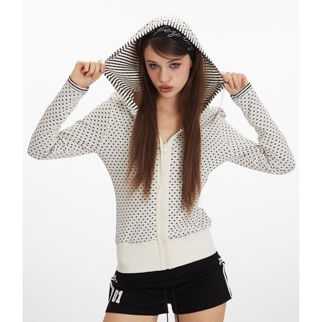 Nariele-Striped Hooded Zip Jacket