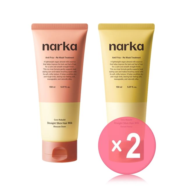 narka-Core Rebuild Straight Slick Hair Milk - 2 Types 2pcs Bundle Set