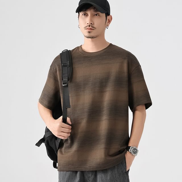 Nataro-Elbow-Sleeve Crew Neck Gradient T-Shirt