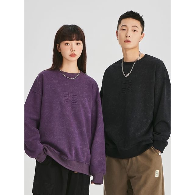 Nataro-Long-Sleeve Crew Neck Washed Sweatshirt