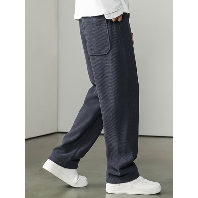 Nataro-Mid Rise Plain Straight Leg Barrel Pants