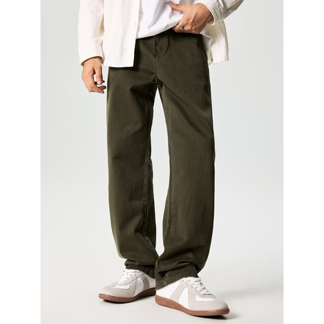 Nataro-Mid Rise Plain Straight Leg Jeans