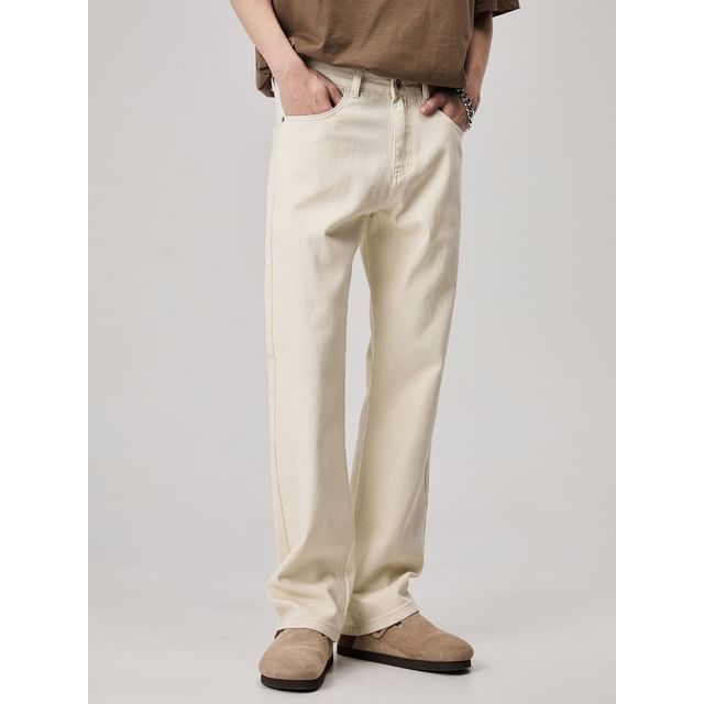 Nataro-Mid Rise Plain Straight Leg Jeans