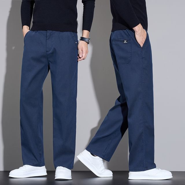 Nataro-Mid Rise Plain Straight Leg Pants