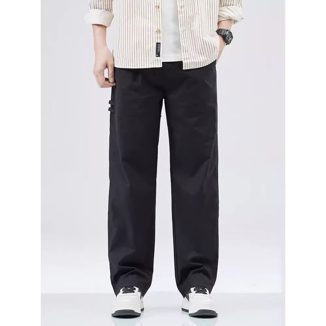 Nataro-Mid Rise Plain Straight Leg Pants