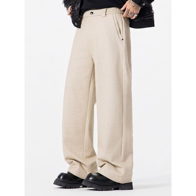 Nataro-Mid Rise Plain Wide Leg Pants