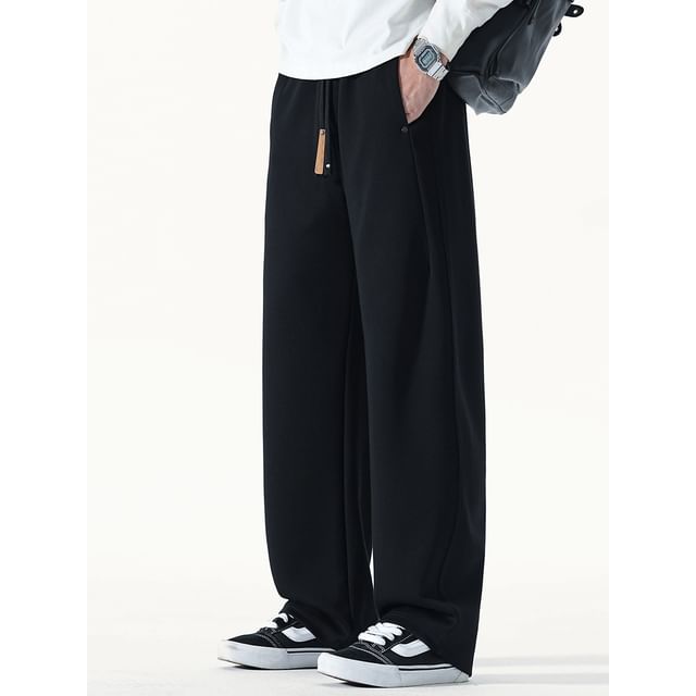 Nataro-Mid Rise Plain Wide Leg Pants