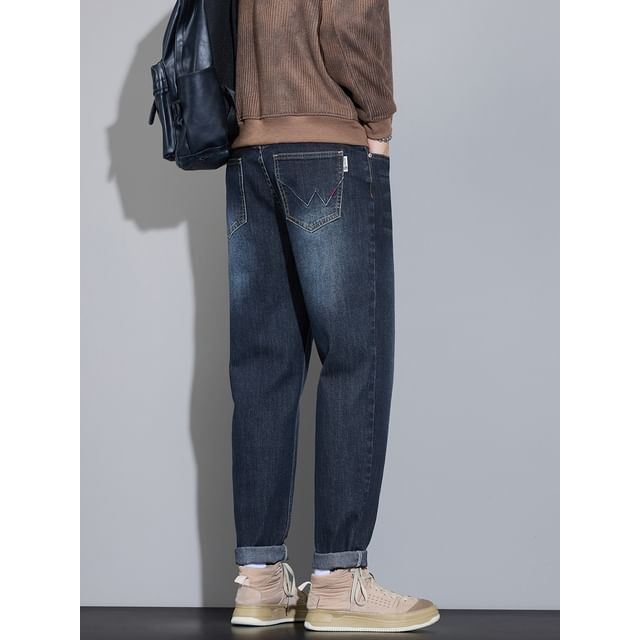 Nataro-Mid Rise Washed Straight Leg Jeans