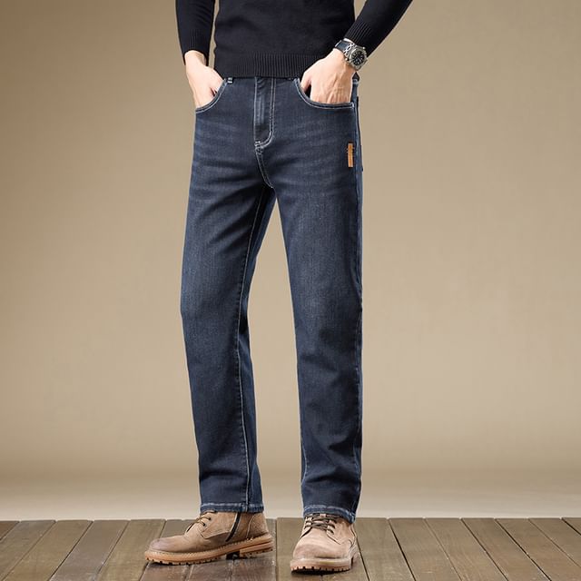 Nataro-Mid Rise Washed Straight Leg Jeans