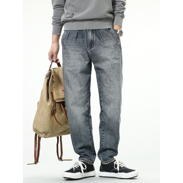 Nataro-Mid Rise Washed Tapered Jeans