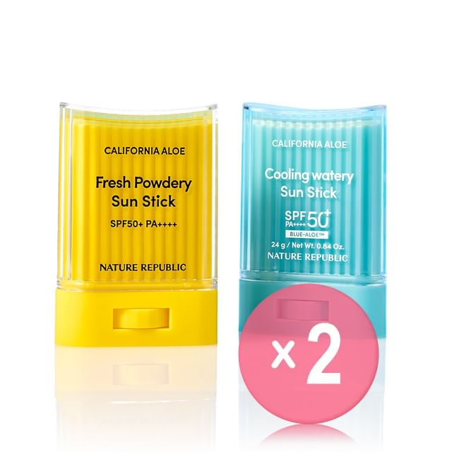 NATURE REPUBLIC-California Aloe Sun Stick - 2 Types 2pcs Bundle Set
