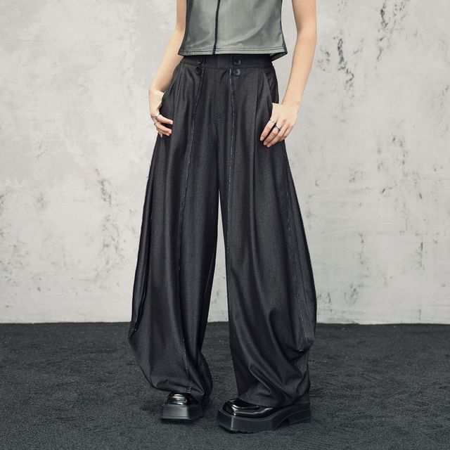 Nekomata-Mid Waist Plain Harem Pants