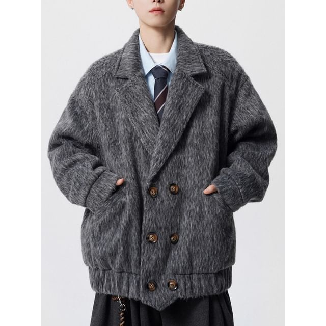 Neonity Wear-Collared Melange Double Breasted Jacket