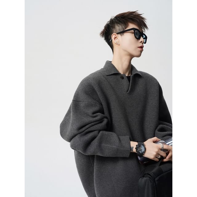 Neonity Wear-Collared Plain Sweater