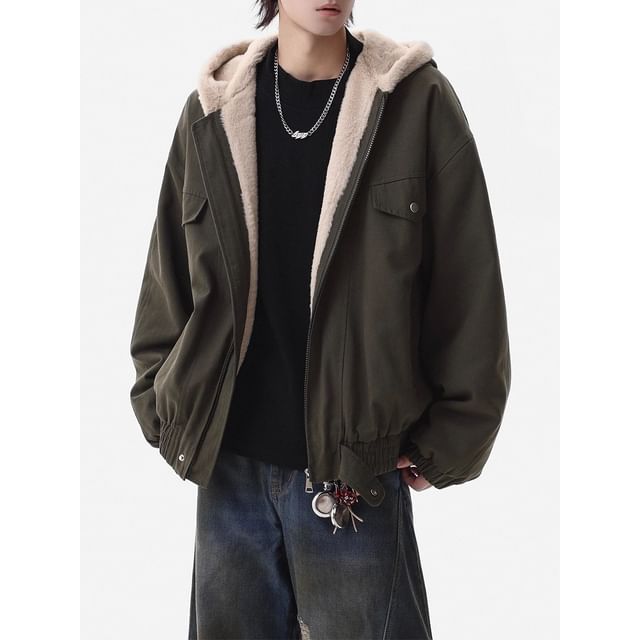 Neonity Wear-Hood Fleece-Lined Zip Jacket
