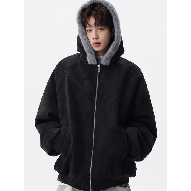 Neonity Wear-Hood Fluffy-Lined Zip Puffer Jacket