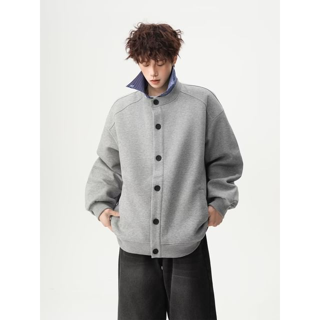 Neonity Wear-Stand Collar Button-Up Plain Jacket