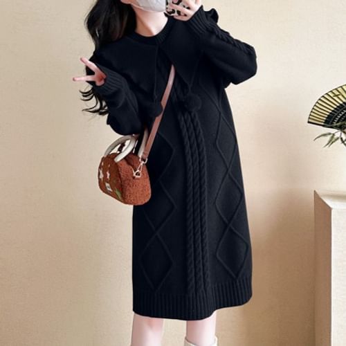 NEUF - Maternity Collared Cable Knit Sweater Dress