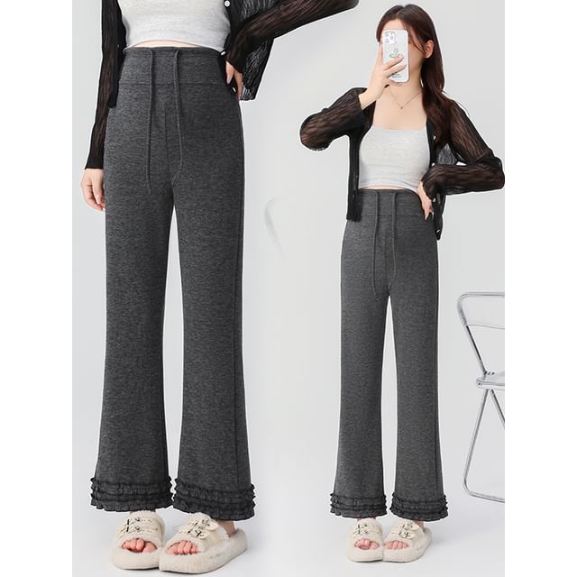 NEUF-Maternity Drawstring Waist Frill Trim Bootcut Pants