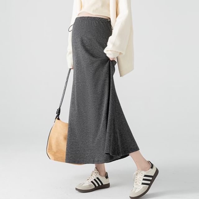 NEUF-Maternity Drawstring Waist Plain Maxi Fishtail Skirt