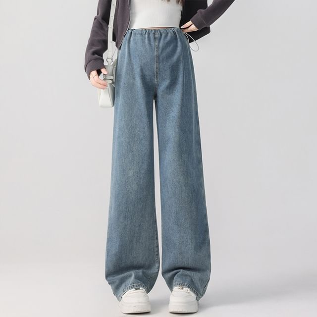 NEUF-Maternity Drawstring Waist Washed Baggy Jeans
