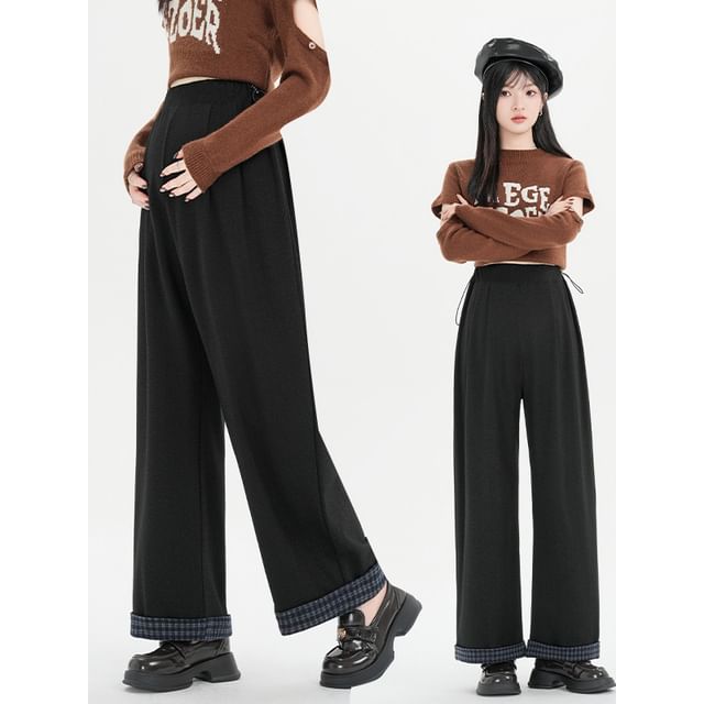 NEUF-Maternity High Rise Plain Drawstring Wide Leg Pants