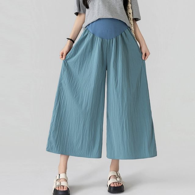 NEUF-Maternity High Waist Plain Cropped Culottes