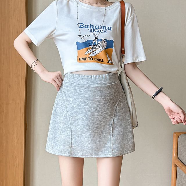 NEUF-Maternity High Waist Plain Mini A-Line Skirt