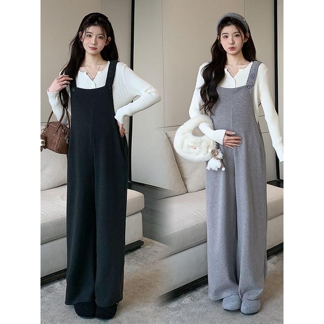 NEUF-Maternity Plain Wide Leg Dungaree