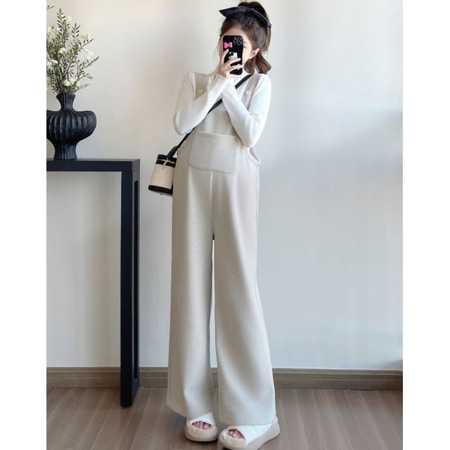 NEUF-Maternity Plain Wide Leg Dungaree