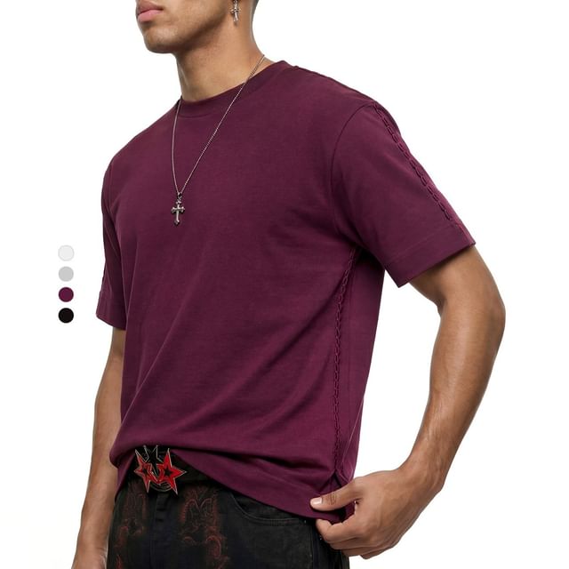 Newin-Cable-Stitch Plain T-Shirt