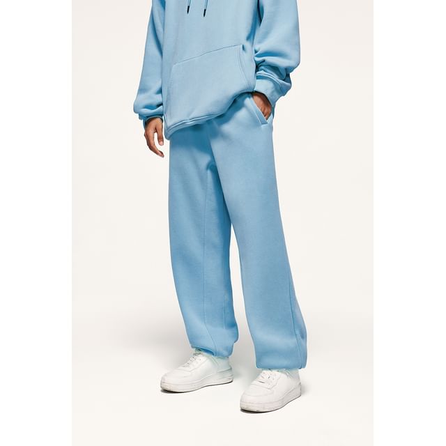 Newin-Drawstring Waist Plain Harem Sweatpants