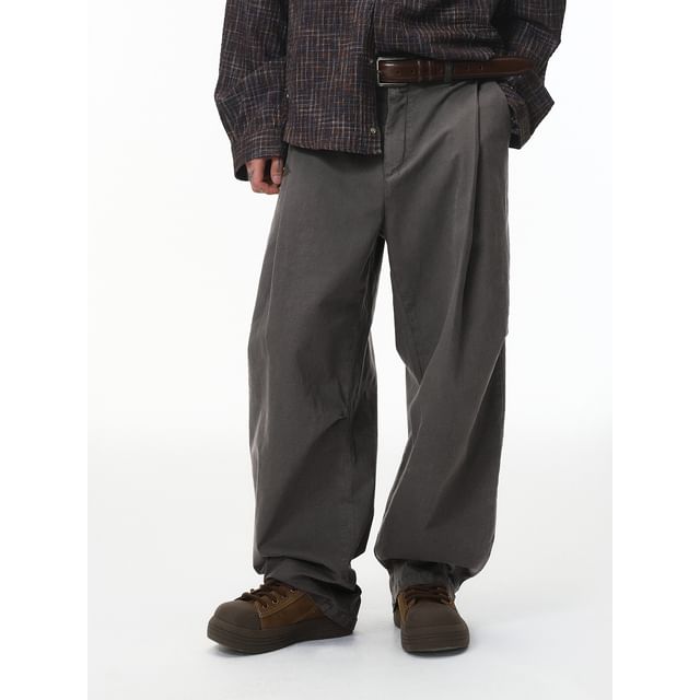 Newin-High Waist Plain Wide Leg Cargo Pants
