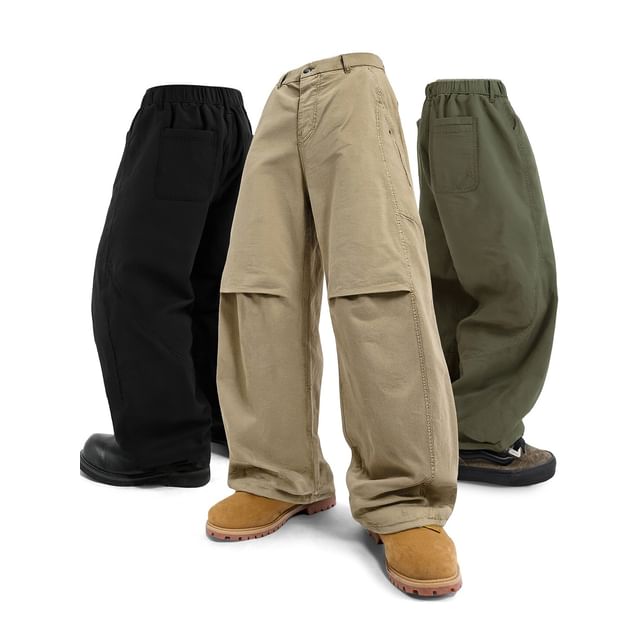 Newin-High Waist Plain Wide Leg Cargo Pants