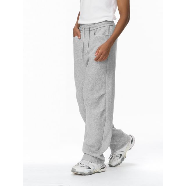 Newin-High Waist Plain Wide Leg Sweatpants