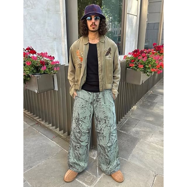 Newin-Ice-Crack Straight-Cut Loose Pants