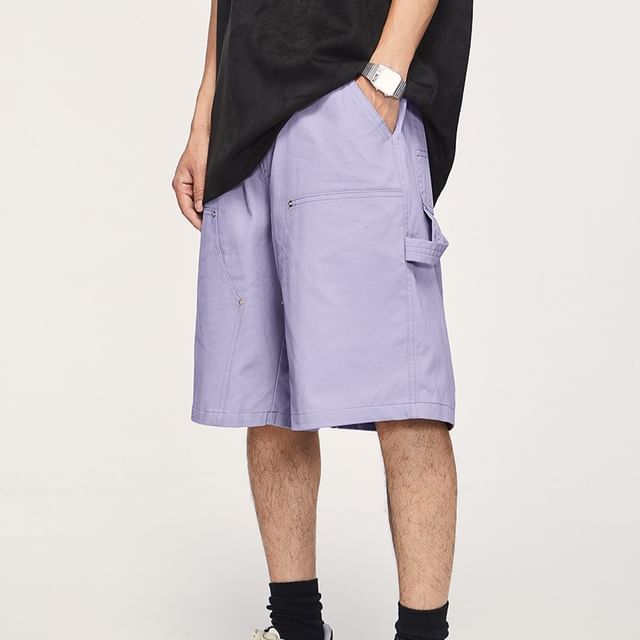 Newin-Mid Rise Plain Cargo Shorts