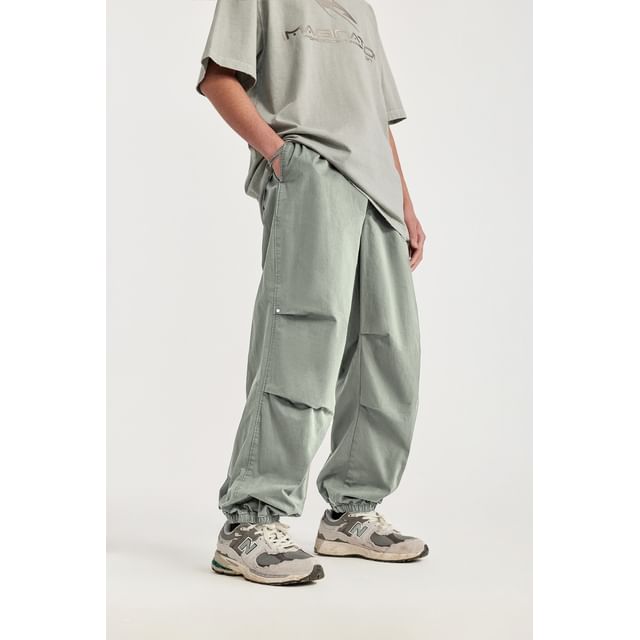 Newin-Mid Waist Plain Harem Cargo Pants